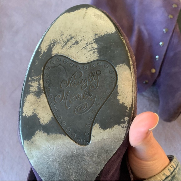 Naughty Monkey Purple Suede & Stud Trim Ankle Boots - Picture 3 of 7